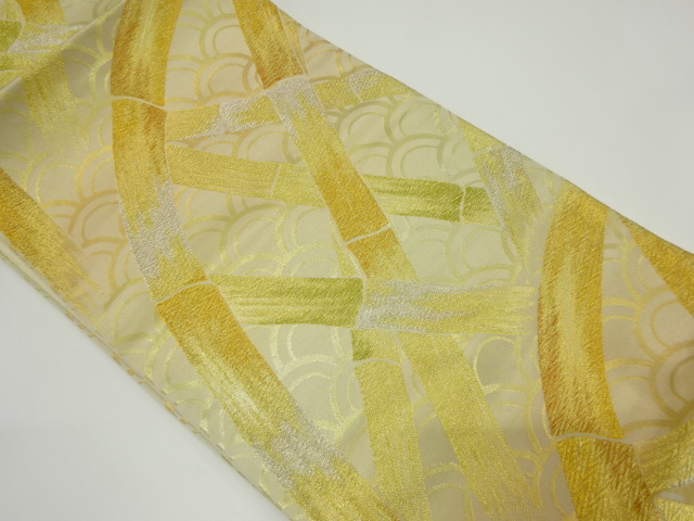 アンティーク　青海波に光悦垣模様織り出し袋帯（材料）